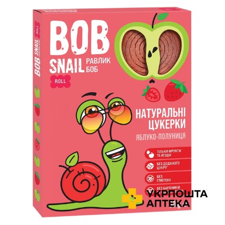 Цукерки Равлик Боб 60 г, яблуко, полуниця Еко Снек (Україна)