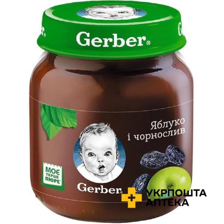 Гербер пюре яблуко і чорнослив 130 г, з 6 міс., яблуко, чорнослив Nestle Polska (Польща)