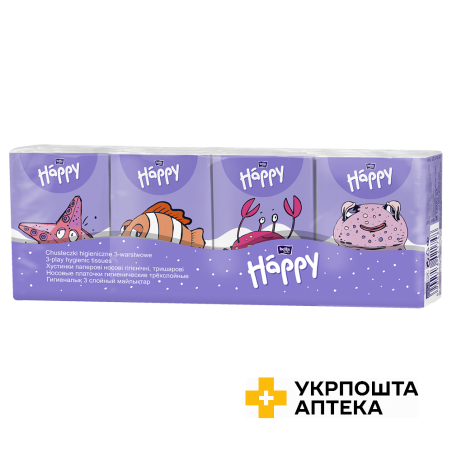 Хустинки паперові носові гігієнічні, тришарові (Bella Baby Happy 9x8 шт./1 паков.) Белла-Центр (Україна)