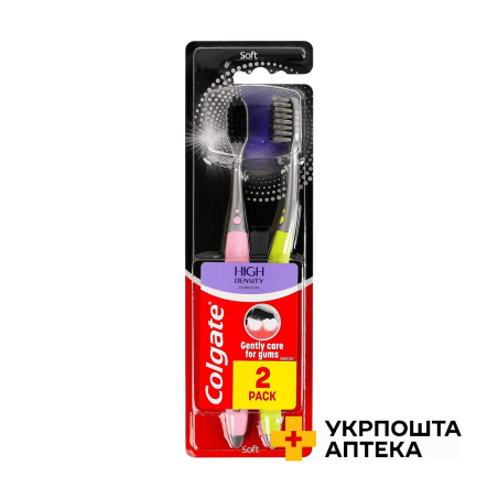 Зубна щітка Colgate High Density Charcoal м'яка, 2 шт. Colgate-Palmolive (Китай)