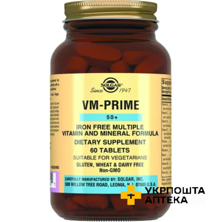 Мультивітамінний та мінеральний комплекс 50+ Solgar VM-Prime 50+ табл. №60 Солгар Вітамін енд Херб (США)