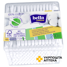 Палички гiгiєнiчні BELLA Cotton 200 шт Torunskie ZMO (Польща)