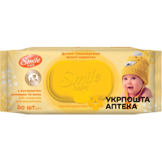 Серветки вологі ультрам'які Smile Baby з клапаном, з екстрактом ромашки, алое та вітамінним комплексом №60 КПД (Україна)