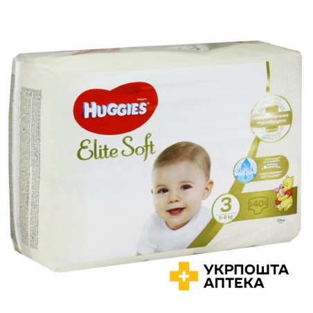 ПІДГУЗКИ ДИТЯЧІ ГІГІЄНІЧНІ HUGGIES ELITE SOFT розмір 3 №40 Kimberly-Clark