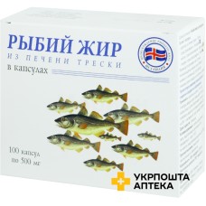 Риб'ячий жир капс. 500 мг, печінка тріски №100 Гармонія (Україна)
