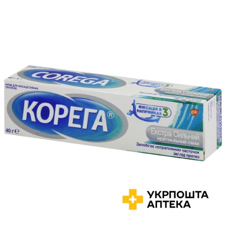 Корега екстра сильний фіксуючий крем для зубних протезів 40 мл, екстра сильн. нейтр. смак Stafford-Miller Ir.L. (Ірландія)