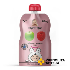 Пюре дитяче Малятко яблуко-малина (пауч), 90г Еконія (Україна)