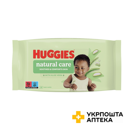 Серветки вологі Huggies Natural Care Aloe Vera дитячі, 56 шт Кімберлі-Кларк (Великобританія)