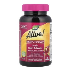 Alive! Hair, Skin & Nails мультивітаміни для волосся, шкіри та нігтів пастилки жув. №60 Nature's Way Products