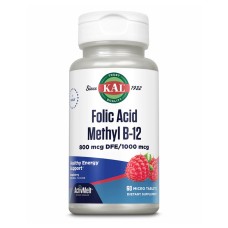 КАЛ Фолієва кислота Метил В-12 (KAL Folic acid Methyl B-12) 800/1000 мкг, 60 таблеток для розсмоктування КАЛ Нутришнл