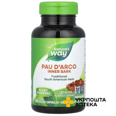 По д'арко Nature's Way Pau d'Arco внутренняя кора, 2180 мг веган. капс. №180 Nature’s Way Products (США)