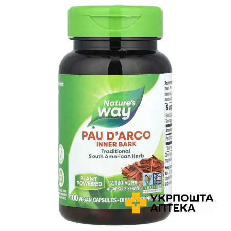 По д'арко Nature's Way Pau d'Arco внутрішня кора, 2180 мг веган. капс. №100 Nature’s Way Products (США)