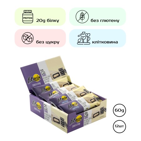 Батончик FitWin Forma Bar 60 г, печиво та крем ТИМРАТ ООО