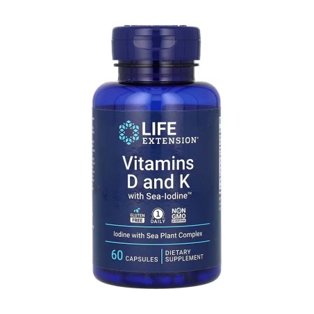 Лайф екстеншн Вітамін Д та K2 з йодом капс. №60 Quality Supplements and Vitamins, Inc