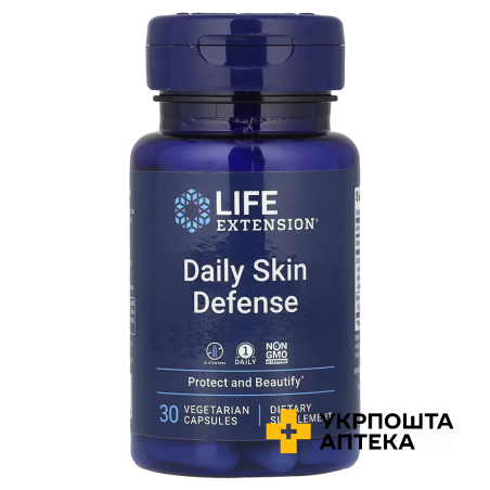 Life Extension Щоденний захист шкіри 30 вегетаріанських капсул Quality Supplements and Vitamins, Inc
