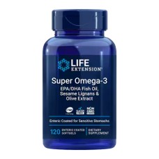 Life Extension Супер Омега-3 EPA/DHA Риб'ячий жир, Лігнани з кунжутом & оливи екстракт 120 кишковорозчинних м'яких капсулl Quality Supplements and Vitamins, Inc