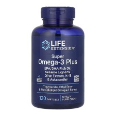Life Extension Супер Омега-3 Plus EPA/DHA Риб'ячий жир, Лігнани з кунжутом & оливи екстракт, олія криля & астаксантин 120 м'яких капсул Quality Supplements and Vitamins, Inc