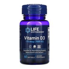 Life Extension/Лайф екстеншн вітамін D3 капс. 175 мкг, (7000 МО) №60 Quality Supplements and Vitamins, Inc