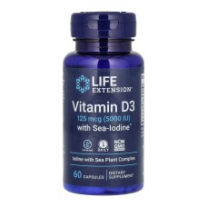 Life Extension/Лайф екстеншн вітамін D3 з морським йодом капс. 125 мкг, (5000 МО) №60 Quality Supplements and Vitamins, Inc