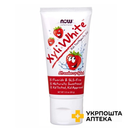 Зубна гель-паста Ксилі вайт кідс 85 г, strawberry NOW FOODS (США)