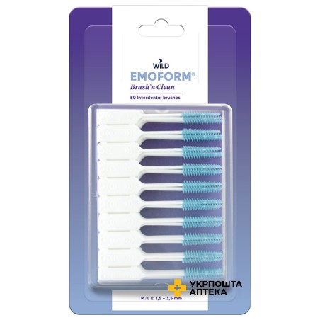 Безметалові міжзубні щітки Emoform Brush'n Clean із фторидом натрію, 50 шт. Dr. Wild & Со.AG