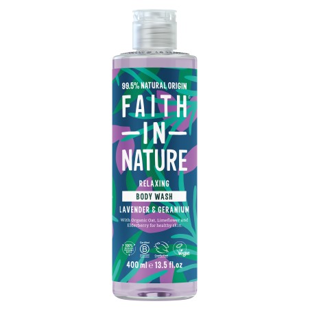 Faith In Nature гель для душу натуральний гель 400 мл, лаванда та герань Faith in Nature (Великобританія)