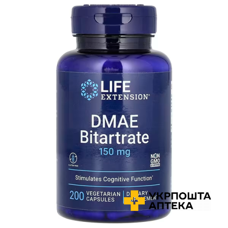 Life Extension ДМАЕ бітартрат 150 мг капс. №200 Quality Supplements and Vitamins, Inc (США)