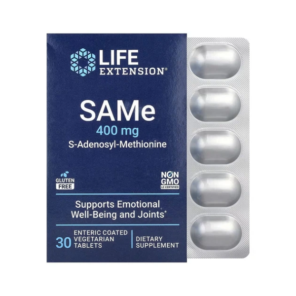 Лайф Екстеншн SAMe (S-аденозил-метіонін) 200 мг кишковорозч. табл. №30 Quality Supplements and Vitamins, Inc