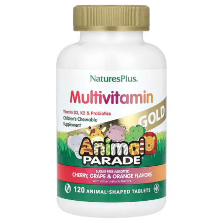 Natures plus Мультивітамін GOLD Animal Parade вишня, виноград, апельсин таблетки №120 Natural Organics Laboratories, Inc.
