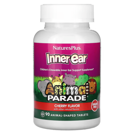 Натурес плюс Комплекс для внутрішнього вуха (Inner Ear Support), Animal Parade жув. табл. зі смаком вишні №90 Natural Organics Laboratories, Inc. (США)