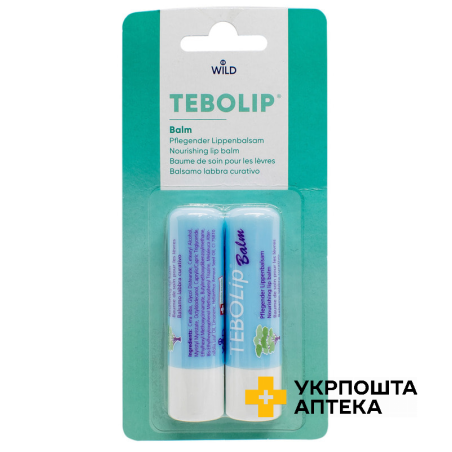 TEBOLip Бальзам для губ з олією чайного дерева (Melaleuca Alternifolia), 2 х 5 г