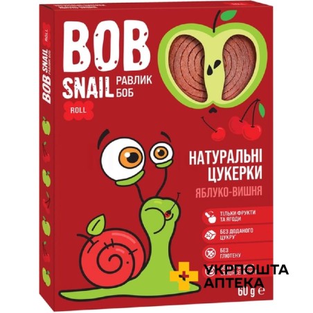 Цукерки Равлик Боб 60 г, яблуко, вишня Еко Снек (Україна)