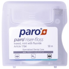 Зубна нитка Paro Riser-floss вощена, з м'ятою та фторидом 50 м Esro AG (Швейцарія)