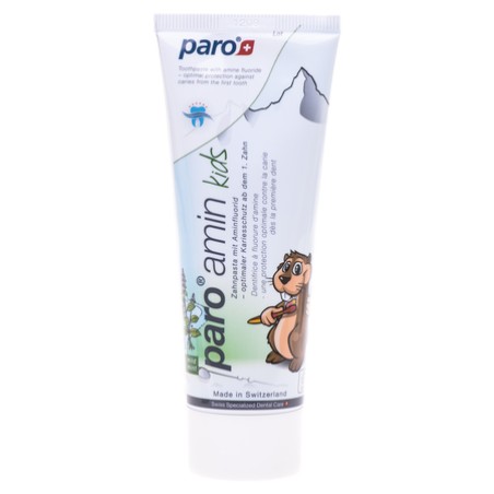 Зубна паста Paro AMIN KIDS 500 ppm 75 мл, на основі амінофторида Esro AG (Швейцарія)