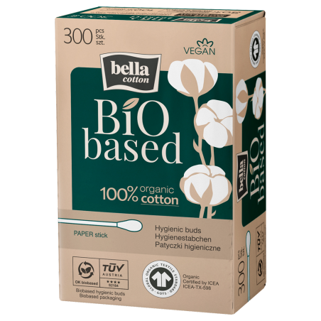 Палички гігієнічні BELLA Cotton BiO based (300 шт. карт. упаков.) Torunskie ZMO