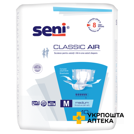 Підгузки для дорослих SENI CLASSIC AIR medium №10 Torunskie ZMO (Польща)