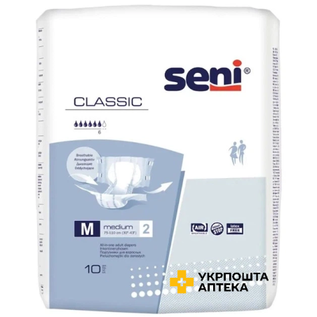 Підгузки для дорослих SENI CLASSIC medium №10 Torunskie ZMO (Польща)