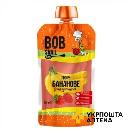Пюре фруктове Равлик Боб 250 г, Банан-полуниця Еко Снек (Україна)