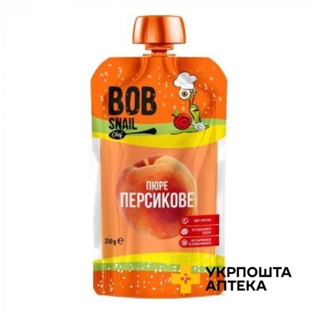 Пюре фруктове Равлик Боб 250 г, персик Еко Снек (Україна)