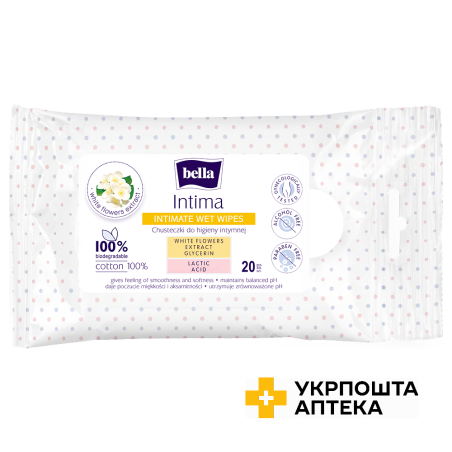 Серветки вологі BELLA Intima для інтимної гігієни 20 шт. Torunskie ZMO (Польща)