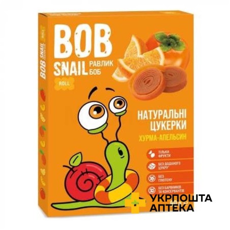 Цукерки Равлик Боб 60 г, Хурма-Апельсин Еко Снек (Україна)