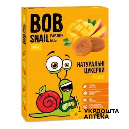 Цукерки Равлик Боб 60 г, манго Еко Снек (Україна)