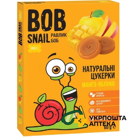 Цукерки Равлик Боб 60 г, яблуко-манго Еко Снек (Україна)