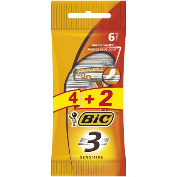 Бритва Bic 3 Sensitive 4 + 2 шт Societe BIC (Греція)