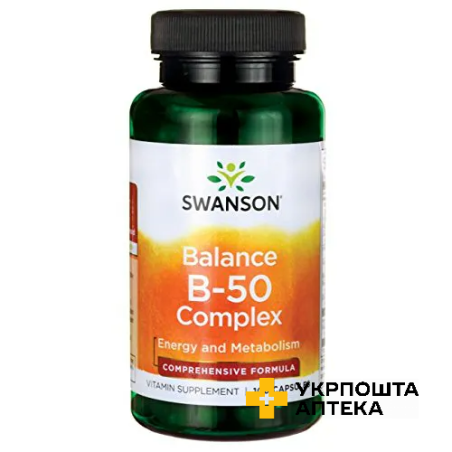 Комплекс вітамінів В-50 Swanson Balance Vitamin B-50 капс. №100 Swanson Health Products (США)