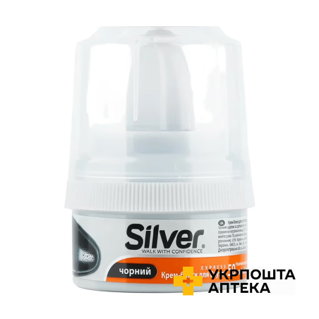 Крем-блиск для взуття Silver з аплікатором, чорний 50 мл Silver (Туреччина)