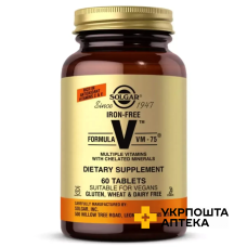 Мультивітаміни з хелатними мінералами без заліза Solgar Formula VM-75 табл. №60 Солгар Вітамін енд Херб (США)