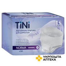 Підгузники-трусики для дорослих TINI NORMA, розмір L (100-135 см), 30шт. TINI (Україна)