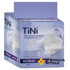 Підгузники-трусики для дорослих TINI NORMA, розмір XL (120-160 см), 10шт. TINI (Україна)
