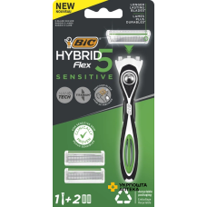 Станок BIC Flex 5 Hybrid Sensitive 1 ручка + 2 запасних леза Societe BIC (Греція)